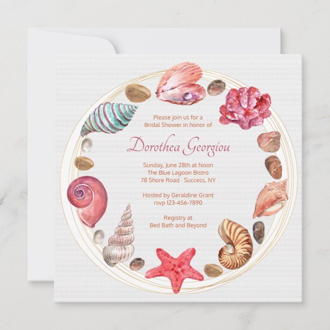 By The Sea Bridal Shower Invitation (Front)