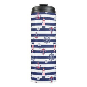 By The Sea Pattern Thermal Tumbler