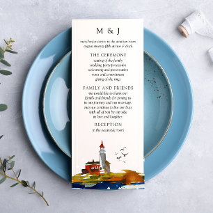 By the Sea Wedding Program Card