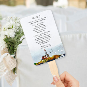 By the Sea Wedding Program Fan