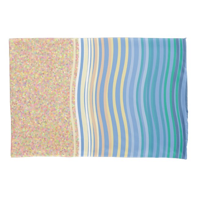 By the seaside beach holiday sand and waves pillowcase (Front)