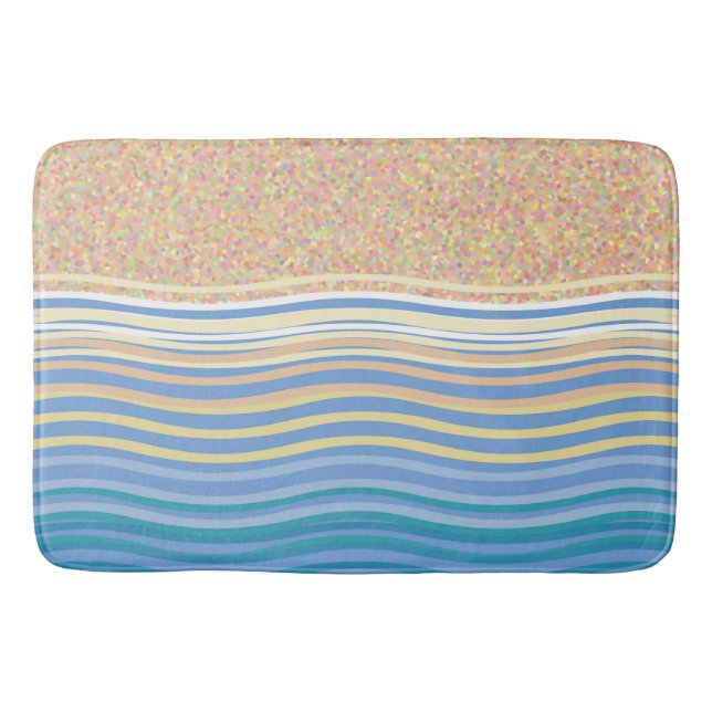 By the seaside beach sand and waves bath mat (Front)