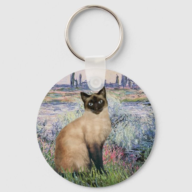 By the Seine - Seal Point Siamese cat Keychain (Front)