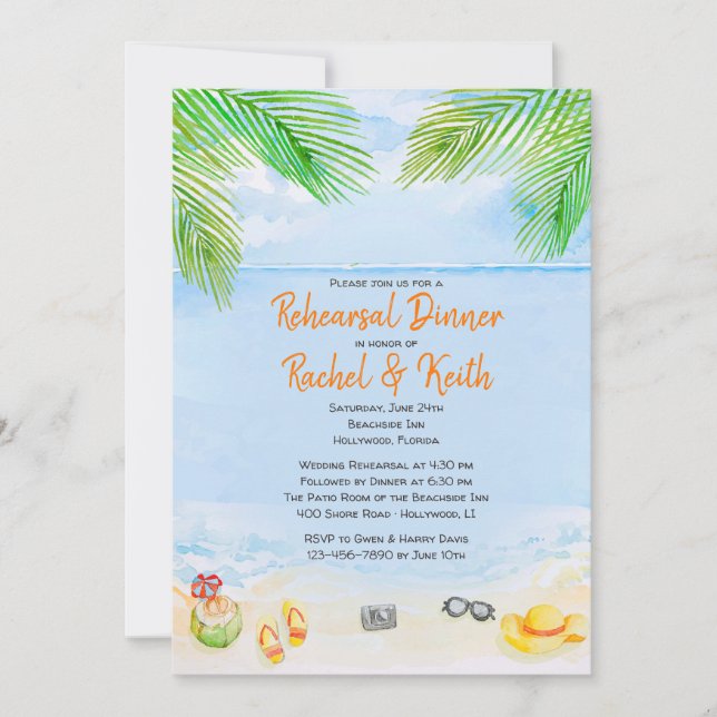 By The Shore Rehearsal Dinner Invitation (Front)