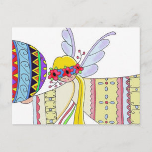 By the Wings of an Angel Ukrainian Folk Art Postcard