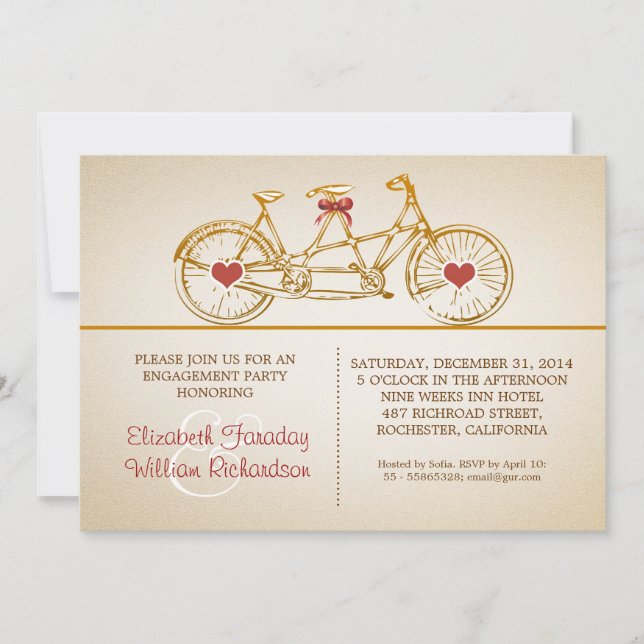bycicule invitations à une partie de fiançailles m (Devant)