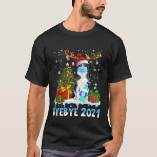 Bye Bye 2021 Border Collie Wear Mask Christmas Tre T-Shirt
