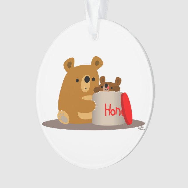 Bye Bye Honey! Cute Cartoon Bears Acrylic Ornament (Front)