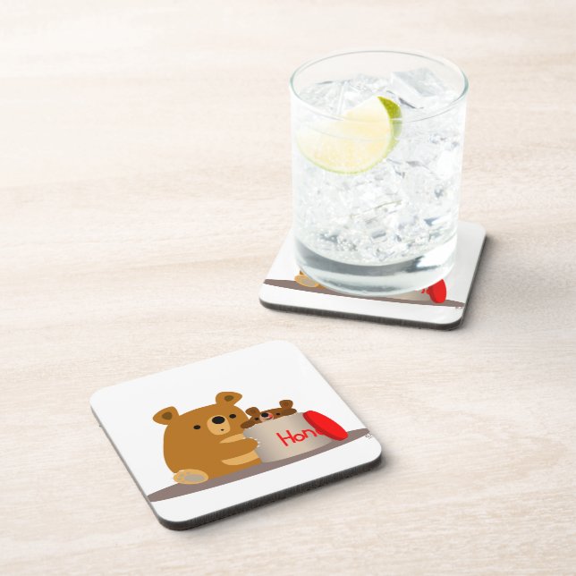 Bye Bye Honey! Cute Cartoon Bears Coasters Set (Right Side)