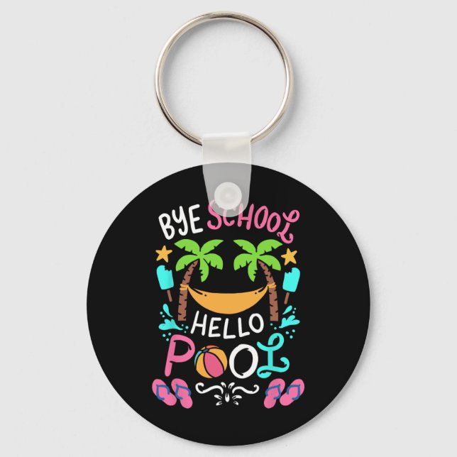 Bye School Beach T Ball Tee Hammock  Keychain (Front)