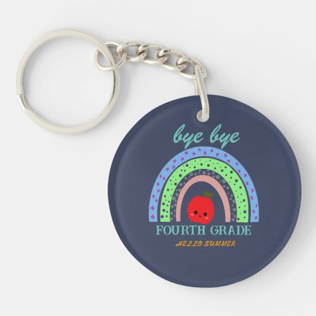 Bye Xth grade hello summer Teacher Break Off Duty  Keychain (Front)
