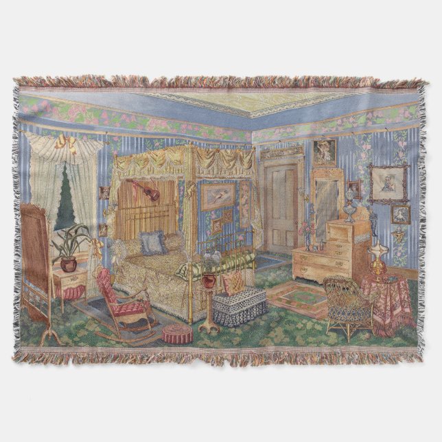 Bygone Old Fashioned Charm Throw Blanket (Front)