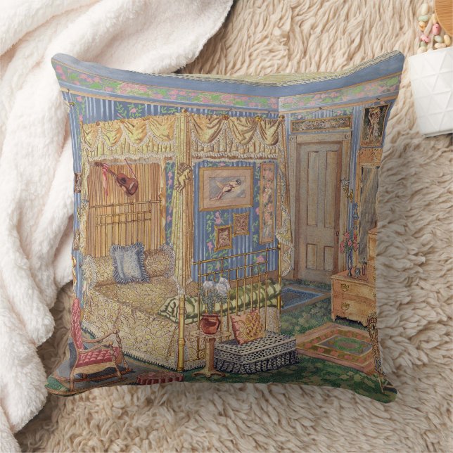 Bygone Old Fashioned Charm Throw Pillow (Blanket)