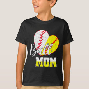 Byll Mom Heart Bysebyll Softbyll Mama Women Mother T-Shirt