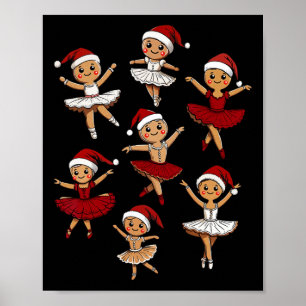 Byllet Dancer Gingerbread Christmas Dance Teacher Poster