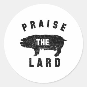 Byrbecue Tees - Praise The Lard - Bbq - Men's Grey Classic Round Sticker