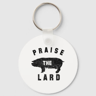 Byrbecue Tees - Praise The Lard - Bbq - Men's Grey Keychain