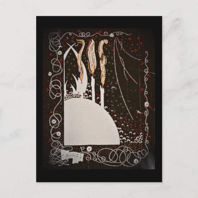Byrd's Words Candles on Black Postcard (Front)