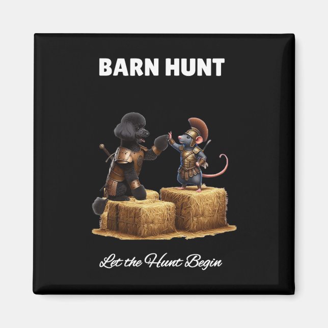 Byrn Hunt Lover - Cute Warrior Rat And Black Poodl Magnet (Front)
