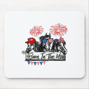 Byrn In The Usa Horses Funny Horse 4th Of July  Mouse Pad
