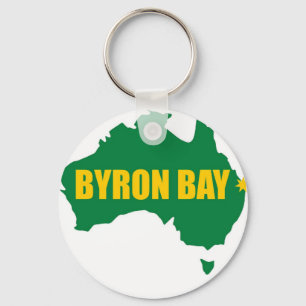 Byron Bay Green and Gold Map Keychain