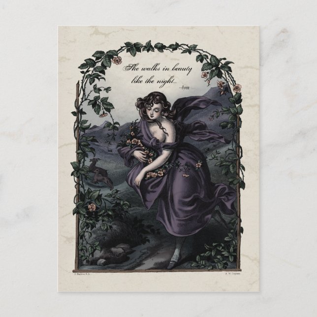 Byron "She Walk in Beauty" Carte postale victorien (Devant)