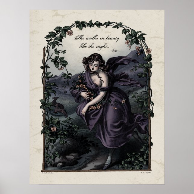 Byron "She Walks in Beauty" Victorian Art Poster (Front)