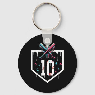 Bysebyll 10th Birthday Home Plate Boy Youth Ten 10 Keychain