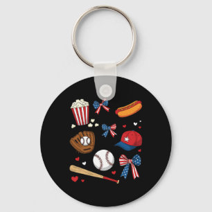 Bysebyll 4th Of July Coquette Bow Women Girls Byse Keychain