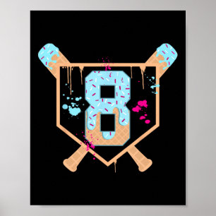 Bysebyll 8 Year Old Ice Cream Drip 8th Birthday Bo Poster