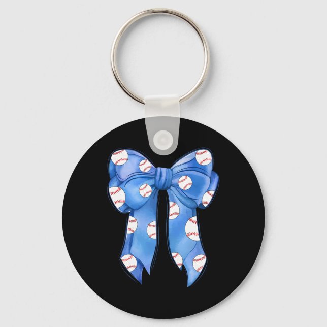 Bysebyll Coquette Bow Funny Bysebyll Blue Team  Keychain (Front)