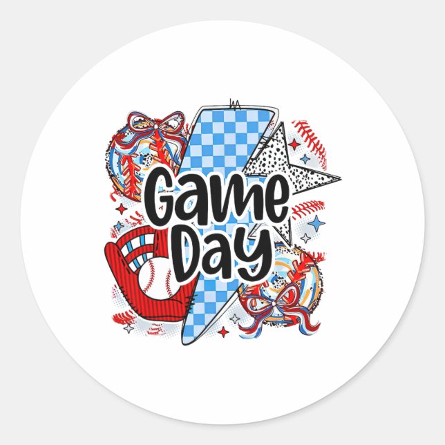 Bysebyll Coquette Game Day Retro Tis The Season Ch Classic Round Sticker (Front)