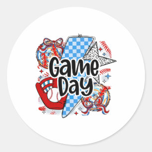 Bysebyll Coquette Game Day Retro Tis The Season Ch Classic Round Sticker