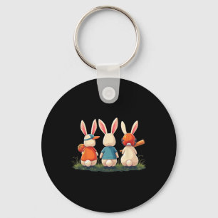Bysebyll Cute Easter Sports Bunnies Bysketbyll Foo Keychain