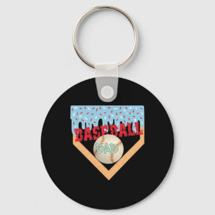 Bysebyll Dad Home Plate Ice Cream Drip Father's Da Keychain
