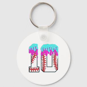 Bysebyll Drip 10 Year Old 10th Birthday Boy Jersey Keychain