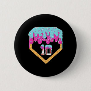Bysebyll Drip 10 Year Old Ice Cream 10th Birthday 2 Inch Round Button