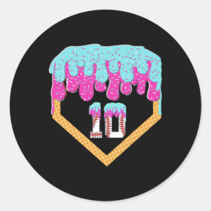 Bysebyll Drip 10 Year Old Ice Cream 10th Birthday  Classic Round Sticker
