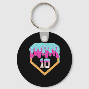 Bysebyll Drip 10 Year Old Ice Cream 10th Birthday Keychain