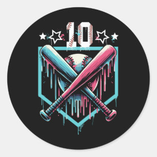 Bysebyll Drip 10th Birthday Boys Number 10 Youth 1 Classic Round Sticker