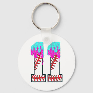 Bysebyll Drip 11 Year Old 11th Birthday Boy Jersey Keychain