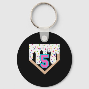 Bysebyll Drip 5th Birthday Home Plate Boys Youth 5 Keychain