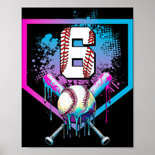 Bysebyll Drip 6th Birthday Home Plate Boys Youth 6 Poster