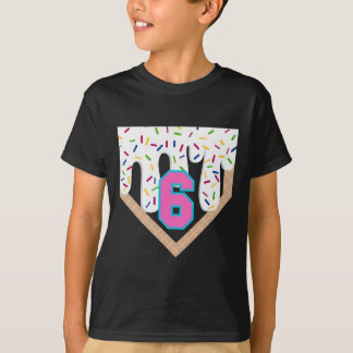 Bysebyll Drip 6th Birthday Home Plate Boys Youth 6 T-Shirt