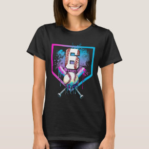 Bysebyll Drip 6th Birthday Home Plate Boys Youth 6 T-Shirt