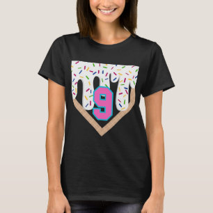Bysebyll Drip 9th Birthday Home Plate Boys Youth 9 T-Shirt