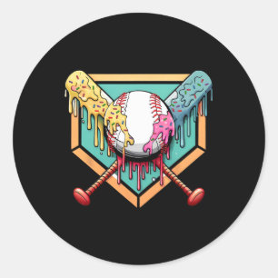 Bysebyll Drip Boys Home Plate Youth Sports Respect Classic Round Sticker