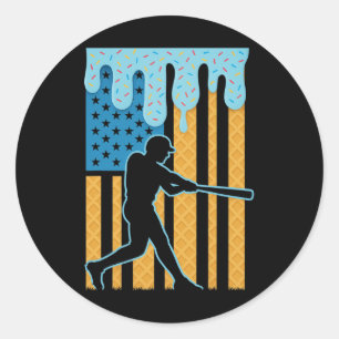 Bysebyll Dripping Ice Cream Drip Youth American Fl Classic Round Sticker
