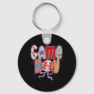 Bysebyll Game Day Bysebyll Coquette Bow Mom Mama M Keychain