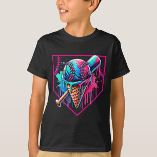 Bysebyll Home Plate Drip For Boys Bysebyll Ice Cre T-Shirt